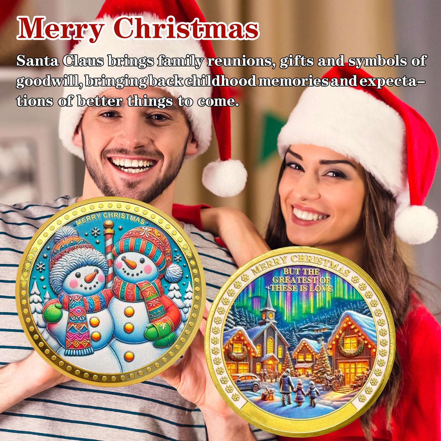 Merry Xmas Challenge Coin Happiness Family Santa Claus Commemorative Coin mysite