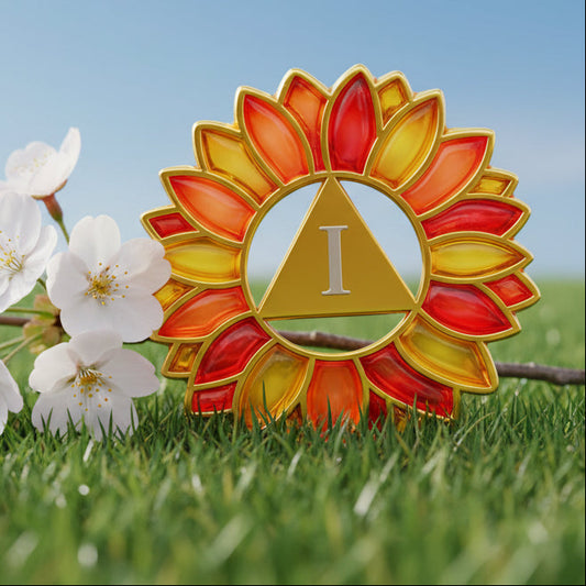 Hollowed-Out Sunflower Clear Lacquer Sobriety Coin mysite