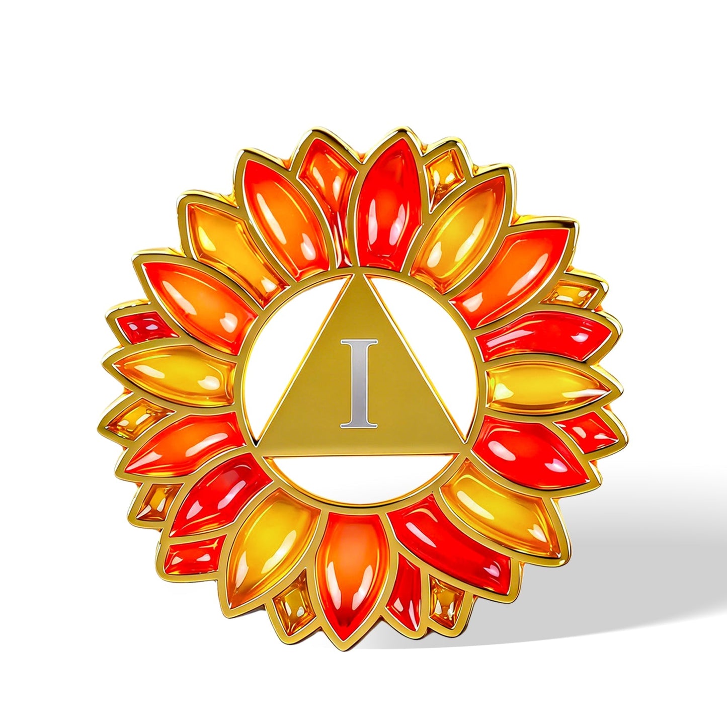 Hollowed-Out Sunflower Clear Lacquer Sobriety Coin mysite