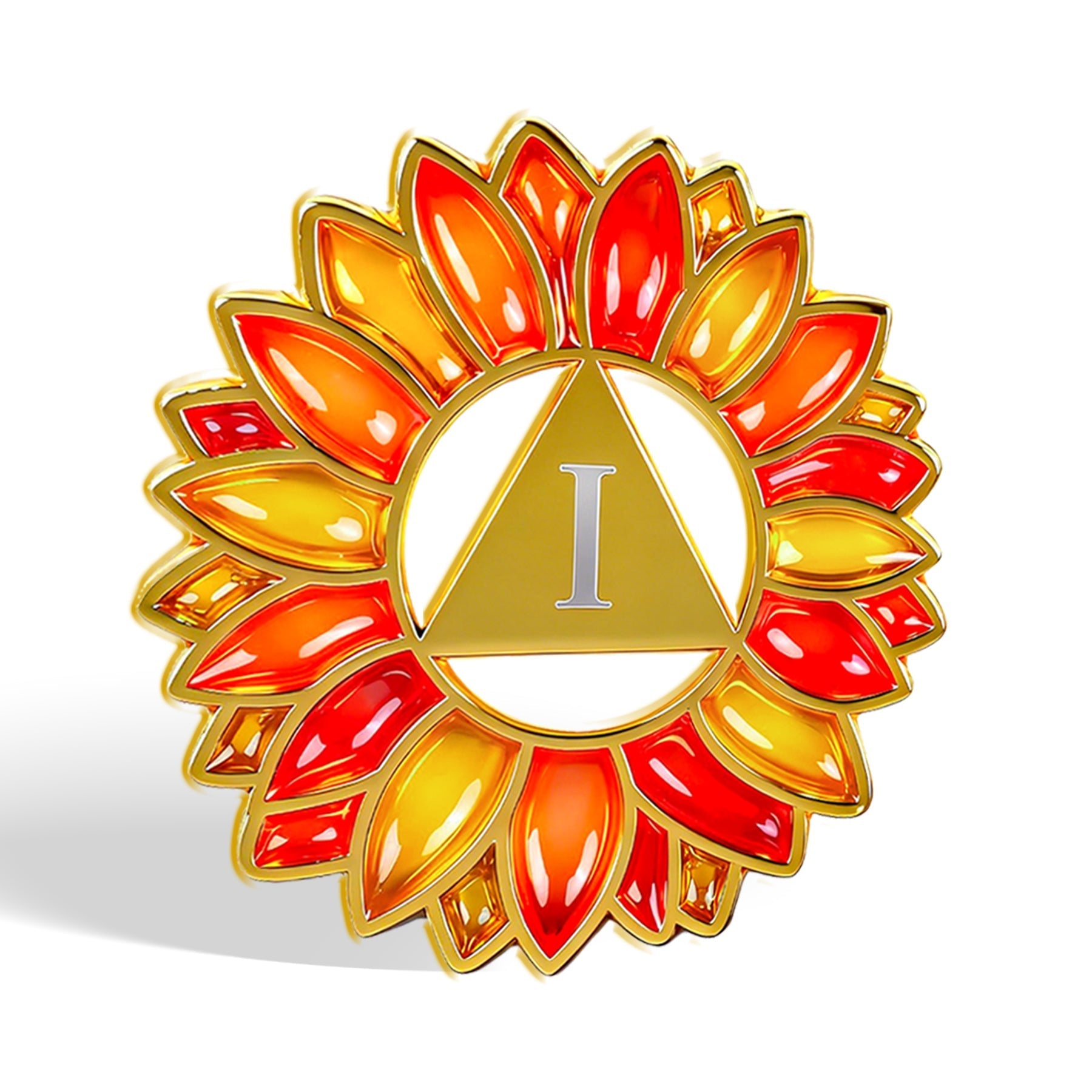 Hollowed-Out Sunflower Clear Lacquer Sobriety Coin mysite