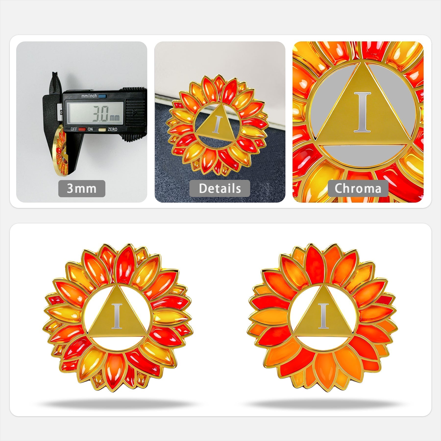 Hollowed-Out Sunflower Clear Lacquer Sobriety Coin mysite