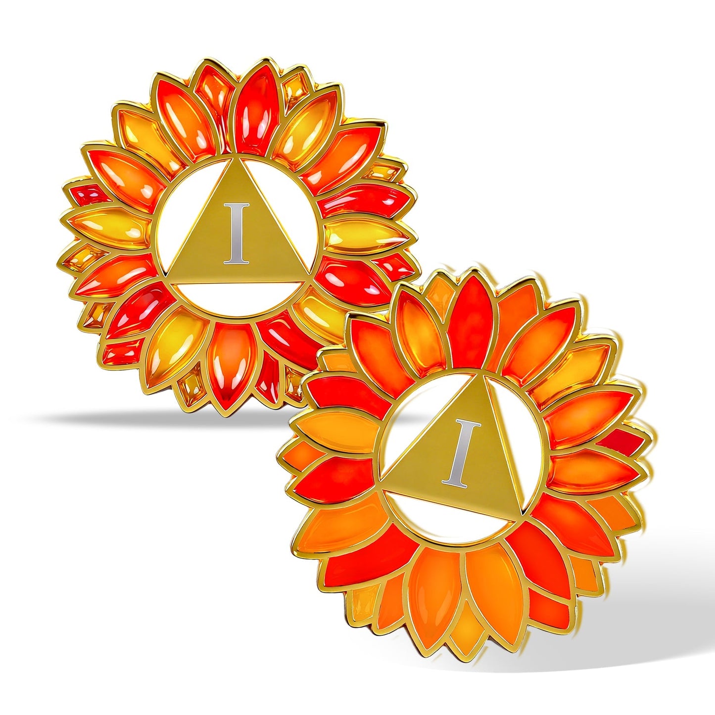 Hollowed-Out Sunflower Clear Lacquer Sobriety Coin mysite