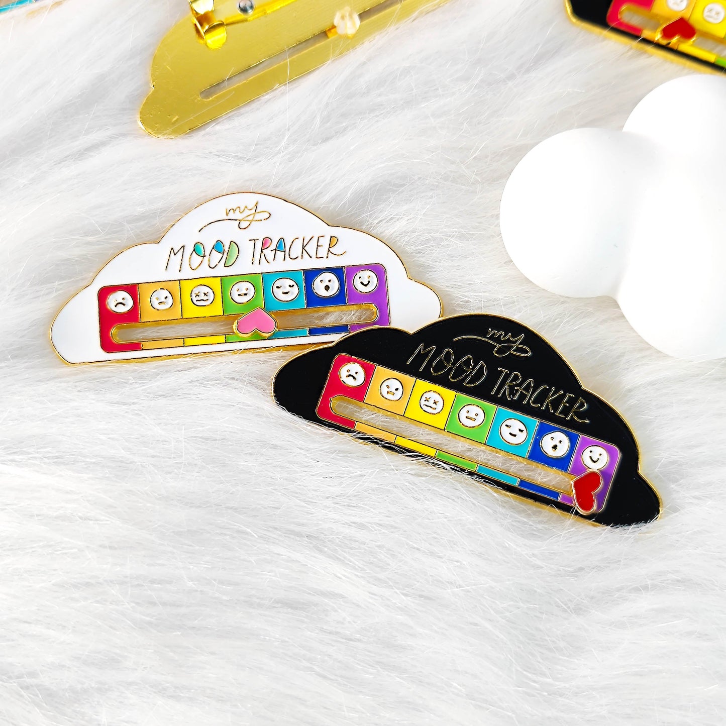 7 Emoji Mood Tracker Enamel Pin Cute Cloud Brooch mysite