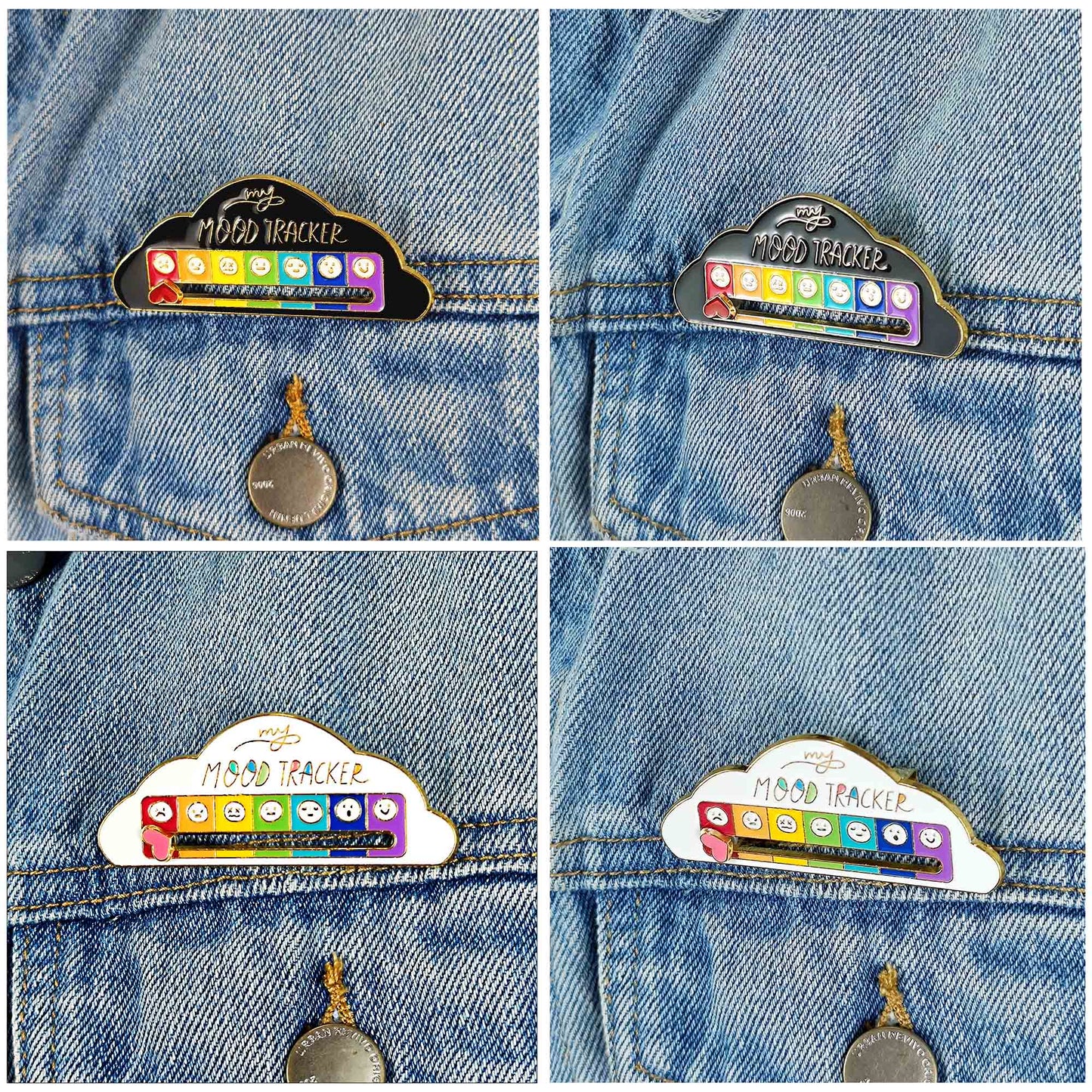 7 Emoji Mood Tracker Enamel Pin Cute Cloud Brooch mysite
