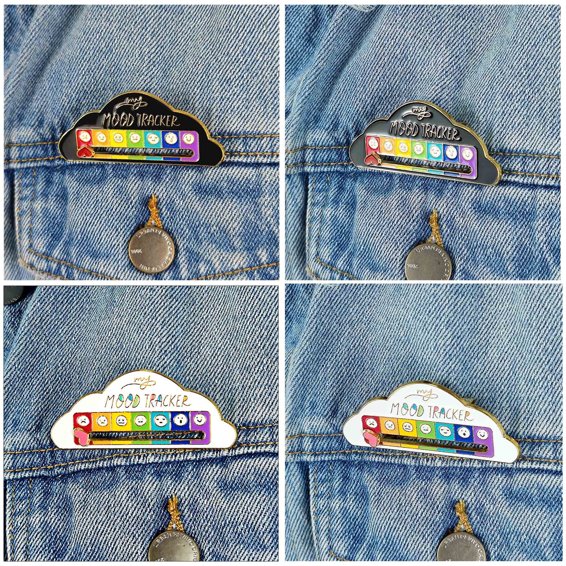 7 Emoji Mood Tracker Enamel Pin Cute Cloud Brooch mysite