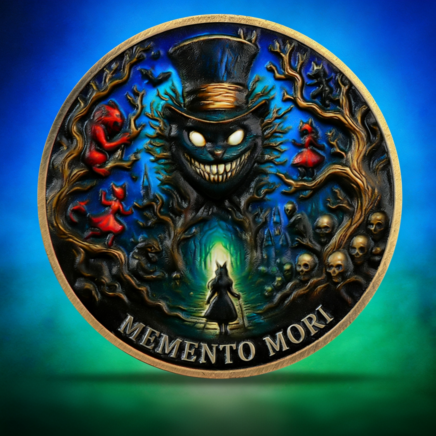Memento Mori Coin Gothic Skull and Clock Token with Quote, Inspirational Pocket Coin mysite