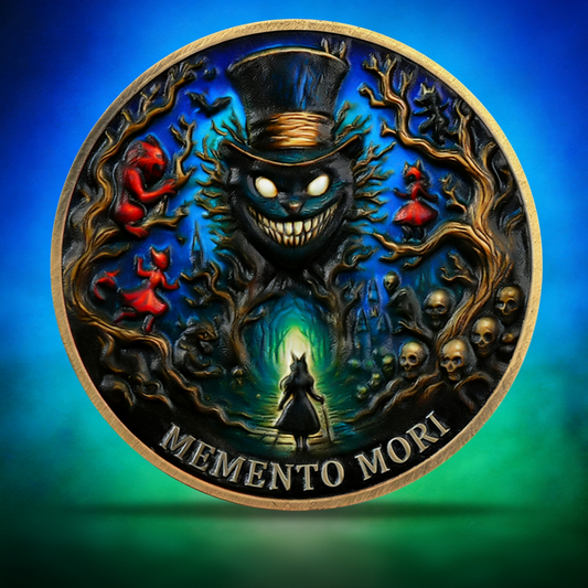 Memento Mori Coin Gothic Skull and Clock Token with Quote, Inspirational Pocket Coin mysite