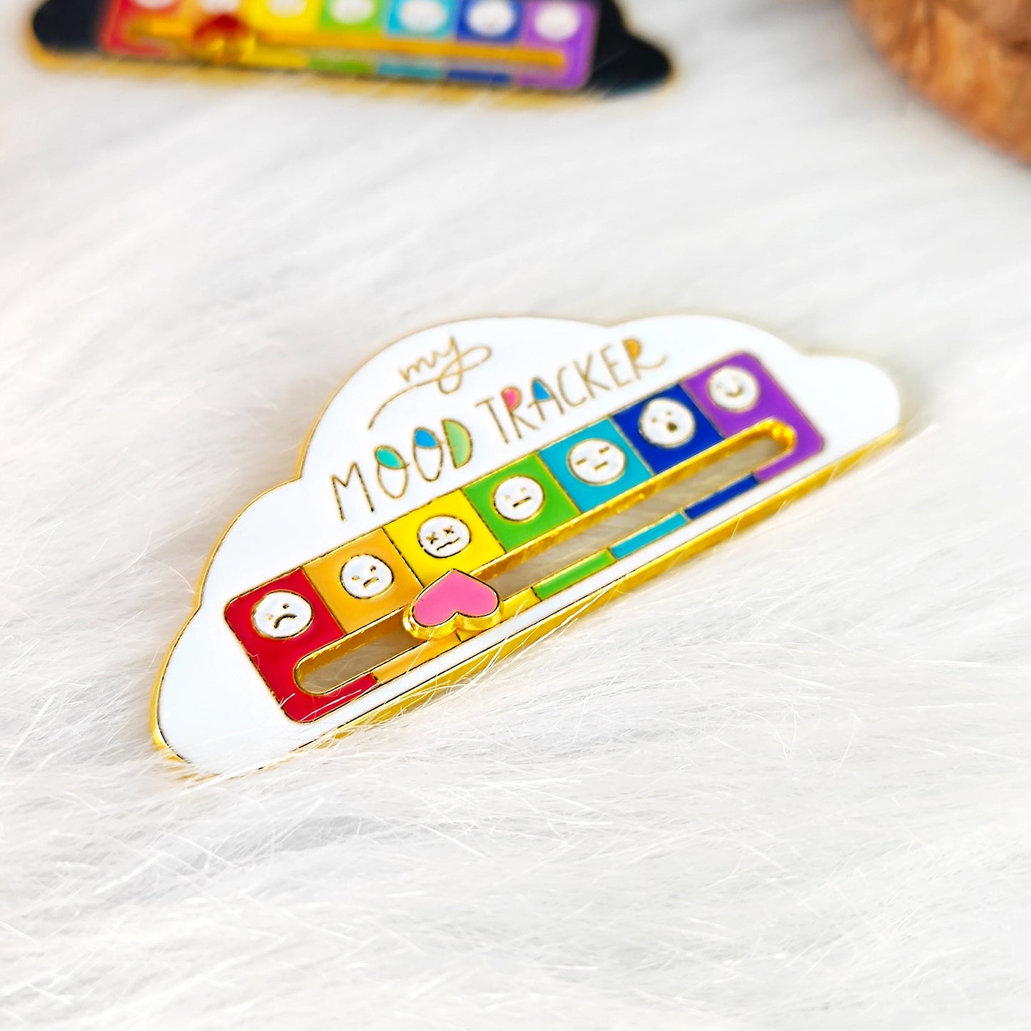 7 Emoji Mood Tracker Enamel Pin Cute Cloud Brooch mysite
