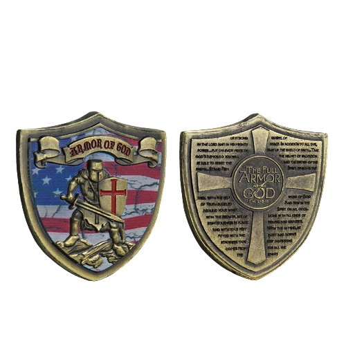 Armor of God Knights Templar US Flag Shield Challenge Coin-ATSKNSK mysite