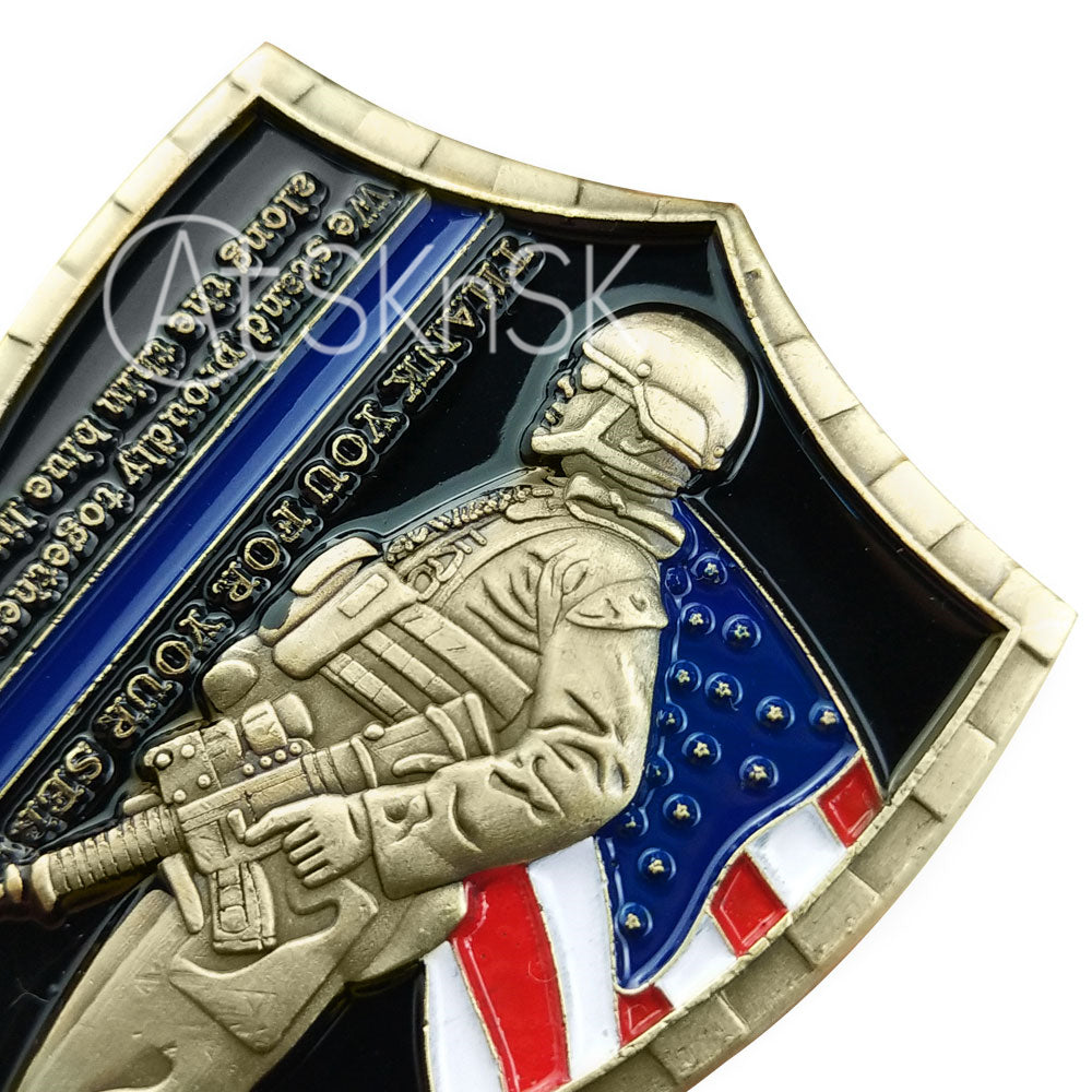 Police A Thin Blue Line Shield Badge Challenge Coin mysite