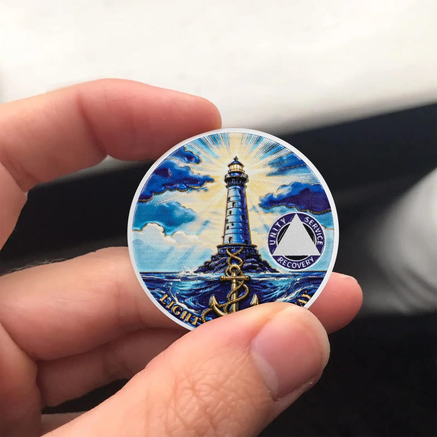 Personalized Anchor of Strength and Recovery Sobriety Coin mysite