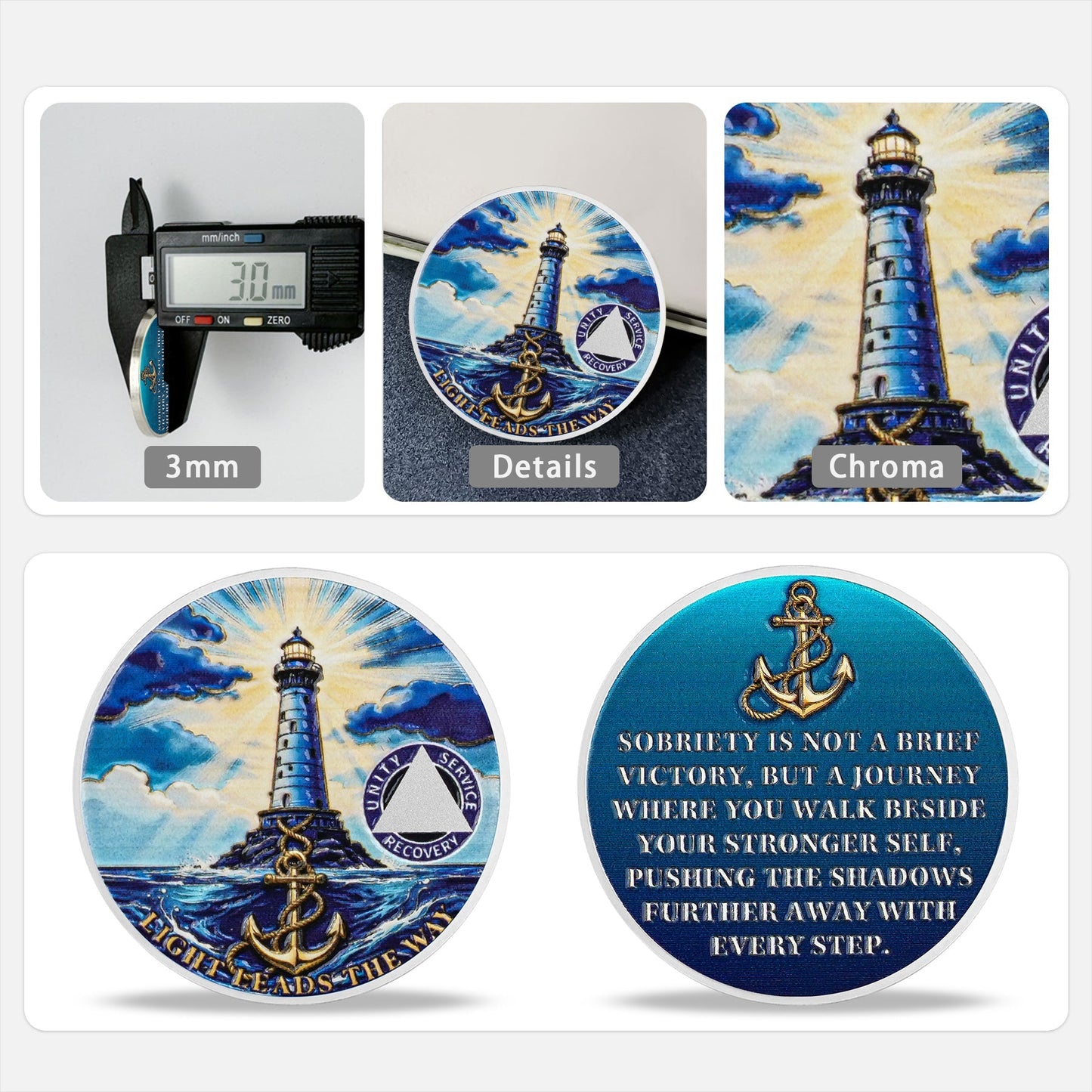 Personalized Anchor of Strength and Recovery Sobriety Coin mysite