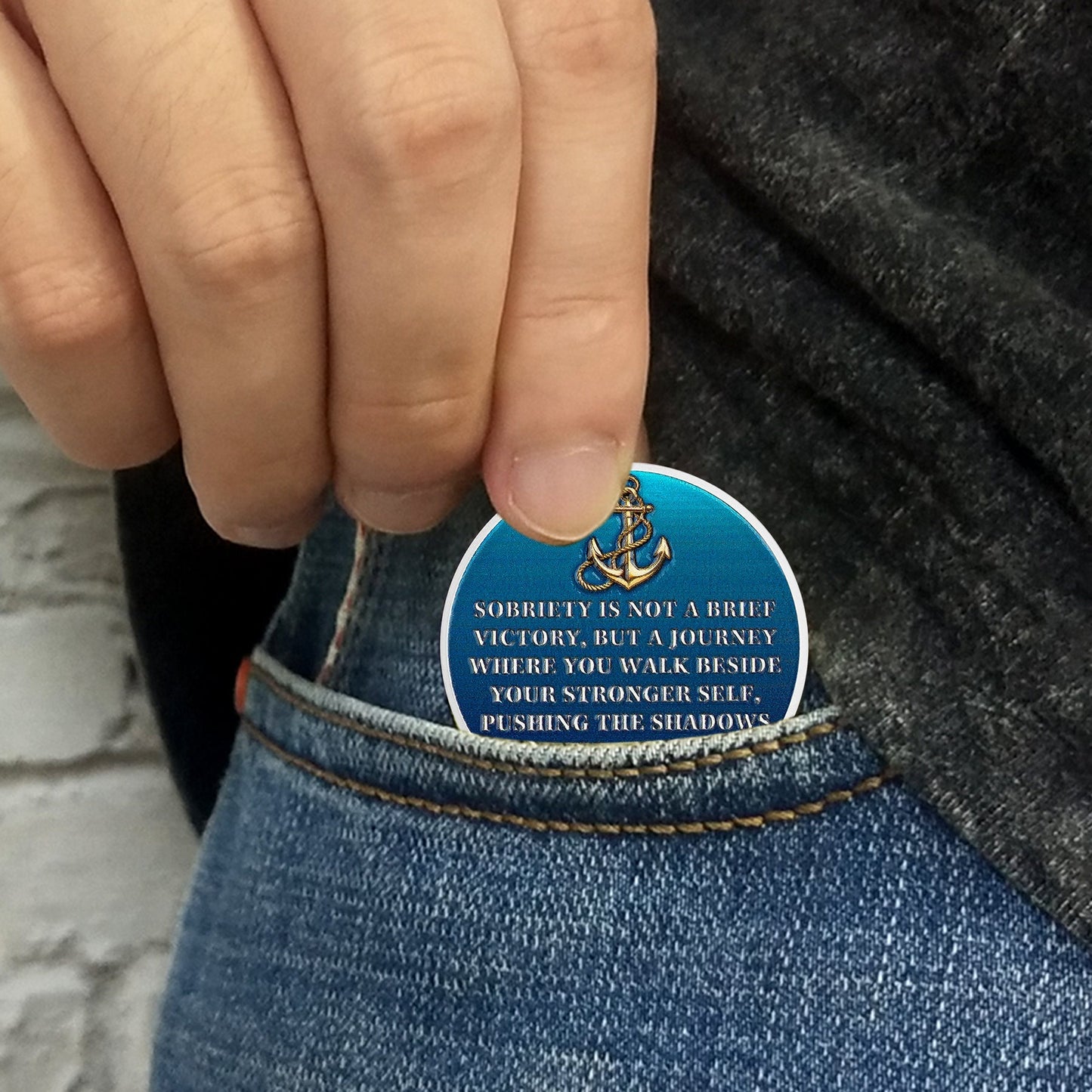 Personalized Anchor of Strength and Recovery Sobriety Coin mysite