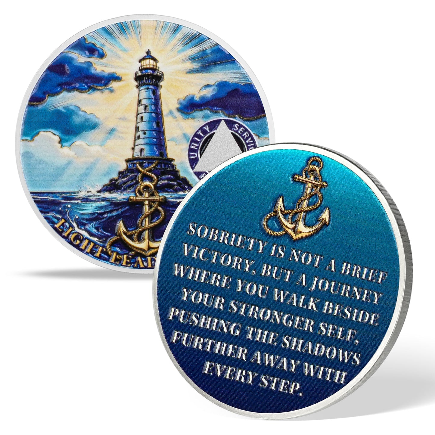 Personalized Anchor of Strength and Recovery Sobriety Coin mysite