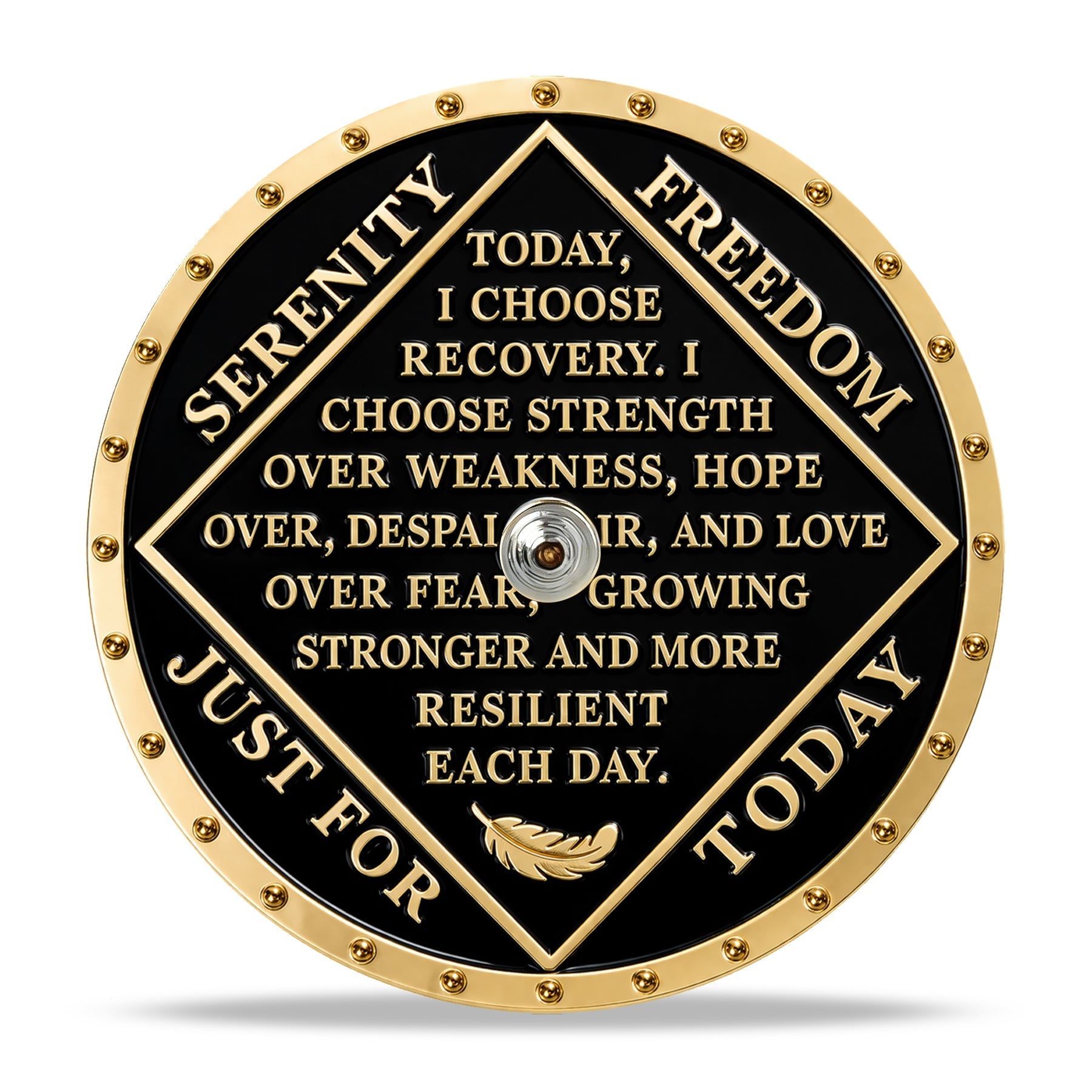 Personalized Colorful Diamonds Rotating Spin Milestone NA Recovery Coin mysite