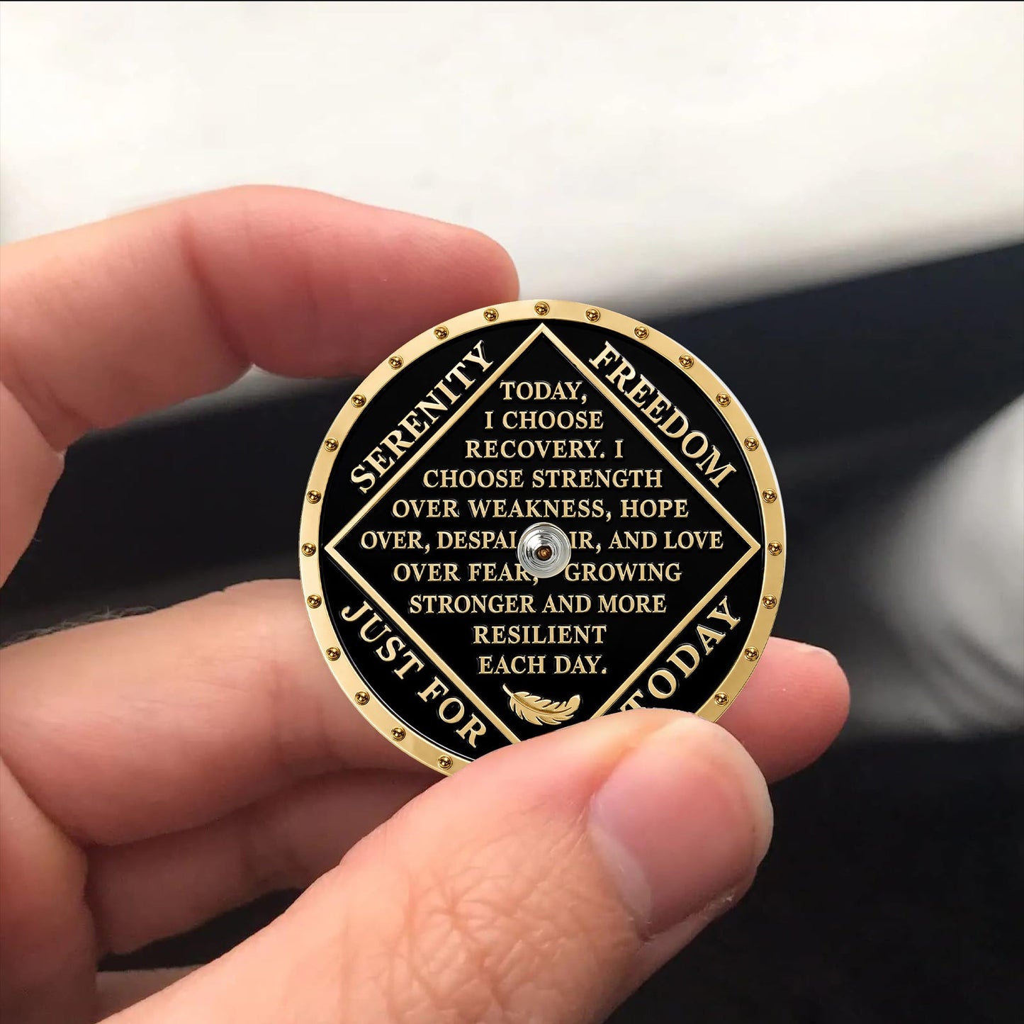 Personalized Colorful Diamonds Rotating Spin Milestone NA Recovery Coin mysite