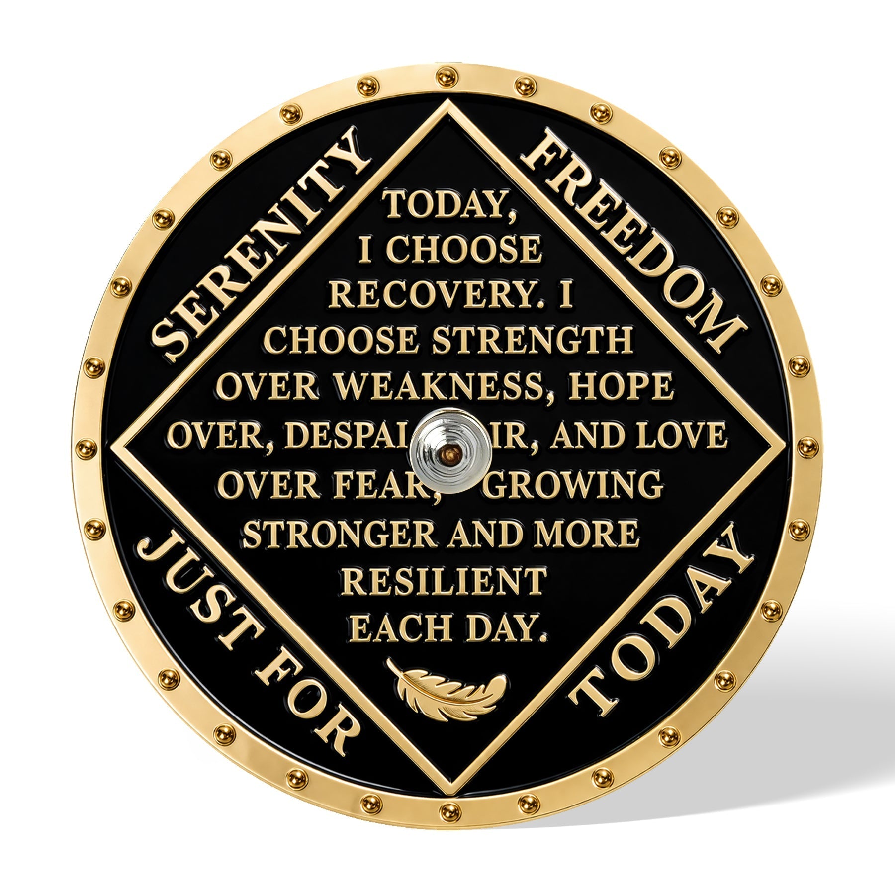 Personalized Colorful Diamonds Rotating Spin Milestone NA Recovery Coin mysite