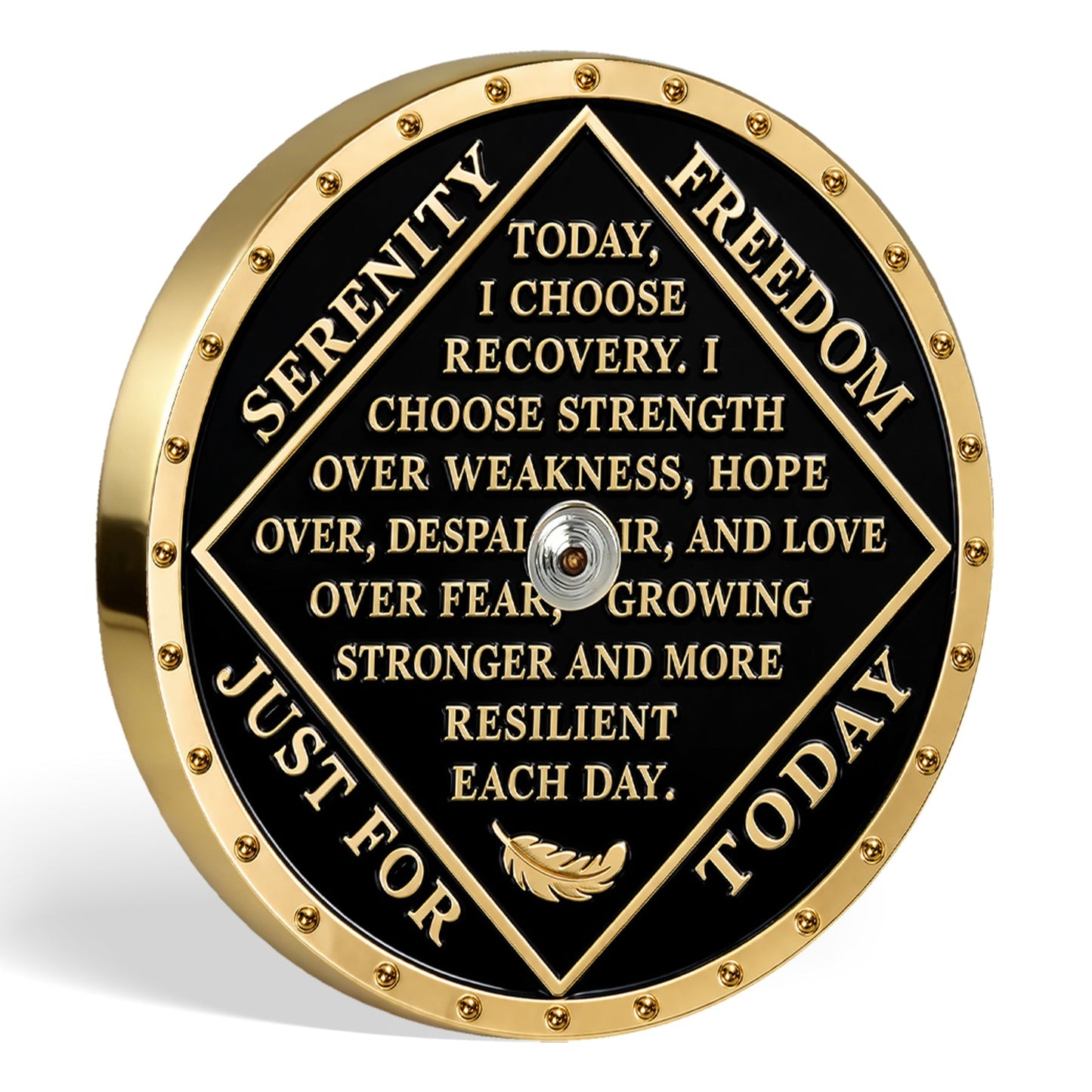 Personalized Colorful Diamonds Rotating Spin Milestone NA Recovery Coin mysite