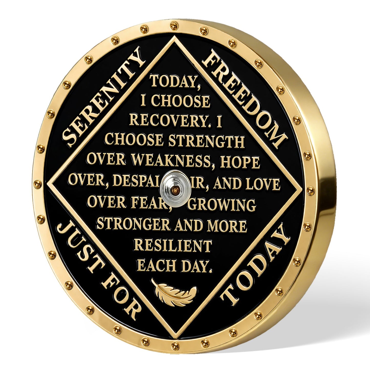 Personalized Colorful Diamonds Rotating Spin Milestone NA Recovery Coin mysite