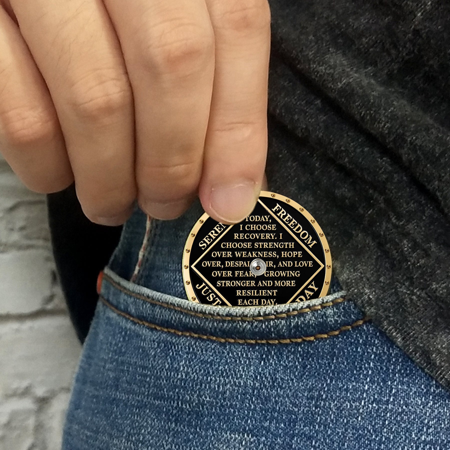 Personalized Colorful Diamonds Rotating Spin Milestone NA Recovery Coin mysite