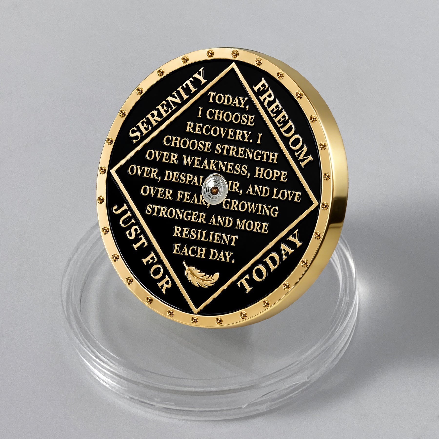 Personalized Colorful Diamonds Rotating Spin Milestone NA Recovery Coin mysite