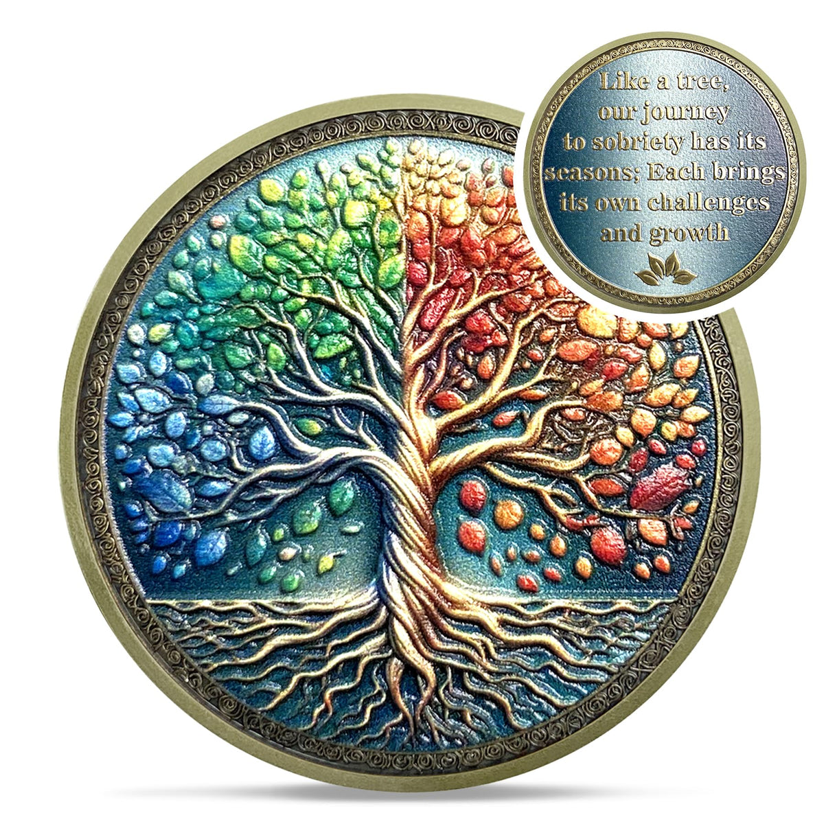 Affirmation Tree of Life Sobriety Coin Coin With Meaning