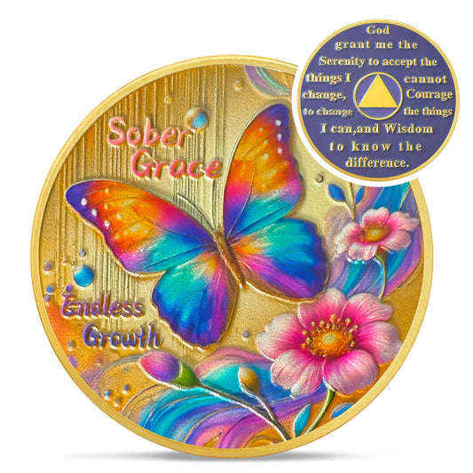 Sober Grace Butterfly Sobriety Coin Coin With Meaning