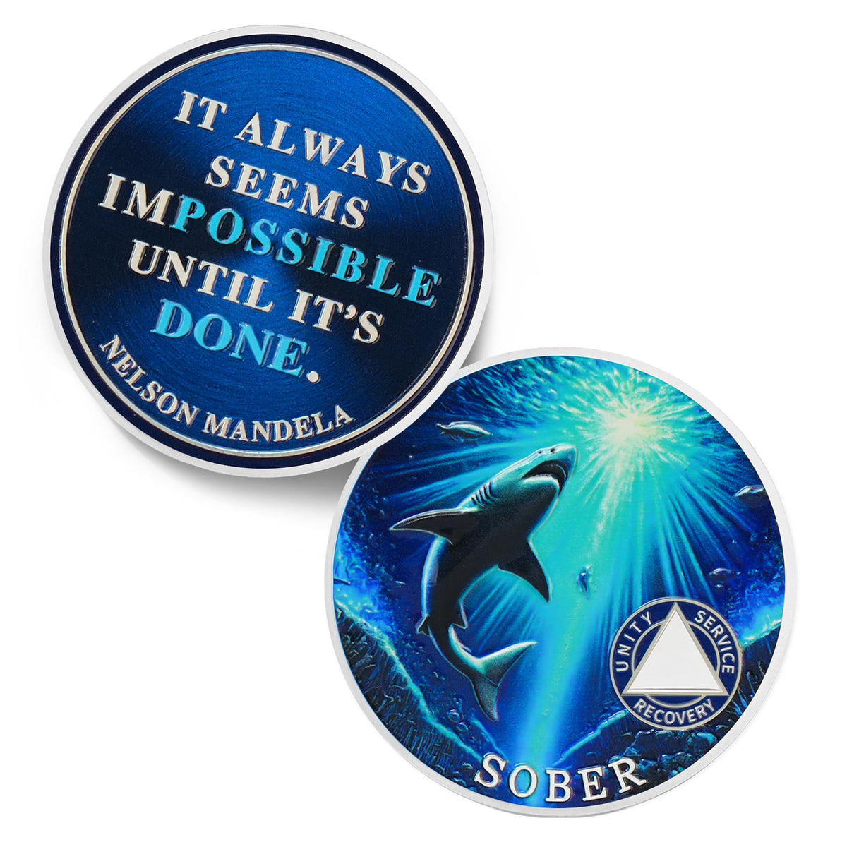 Affirmation Ocean Shark Sobriety Coin Coin With Meaning