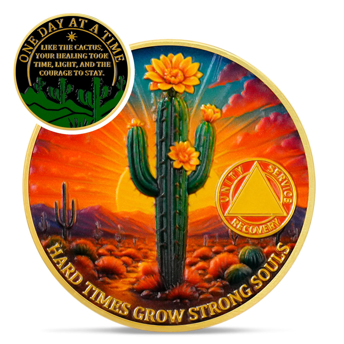 Desert Flower Cactus Sobriety Coin Coin With Meaning