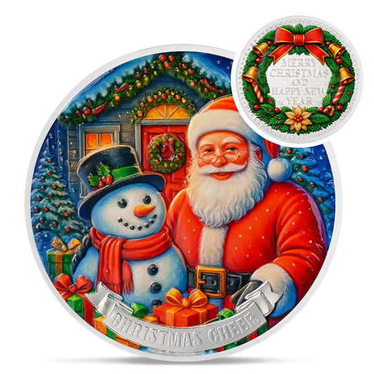 Santa & Snowman Blessings Challenge Coin Coin With Meaning