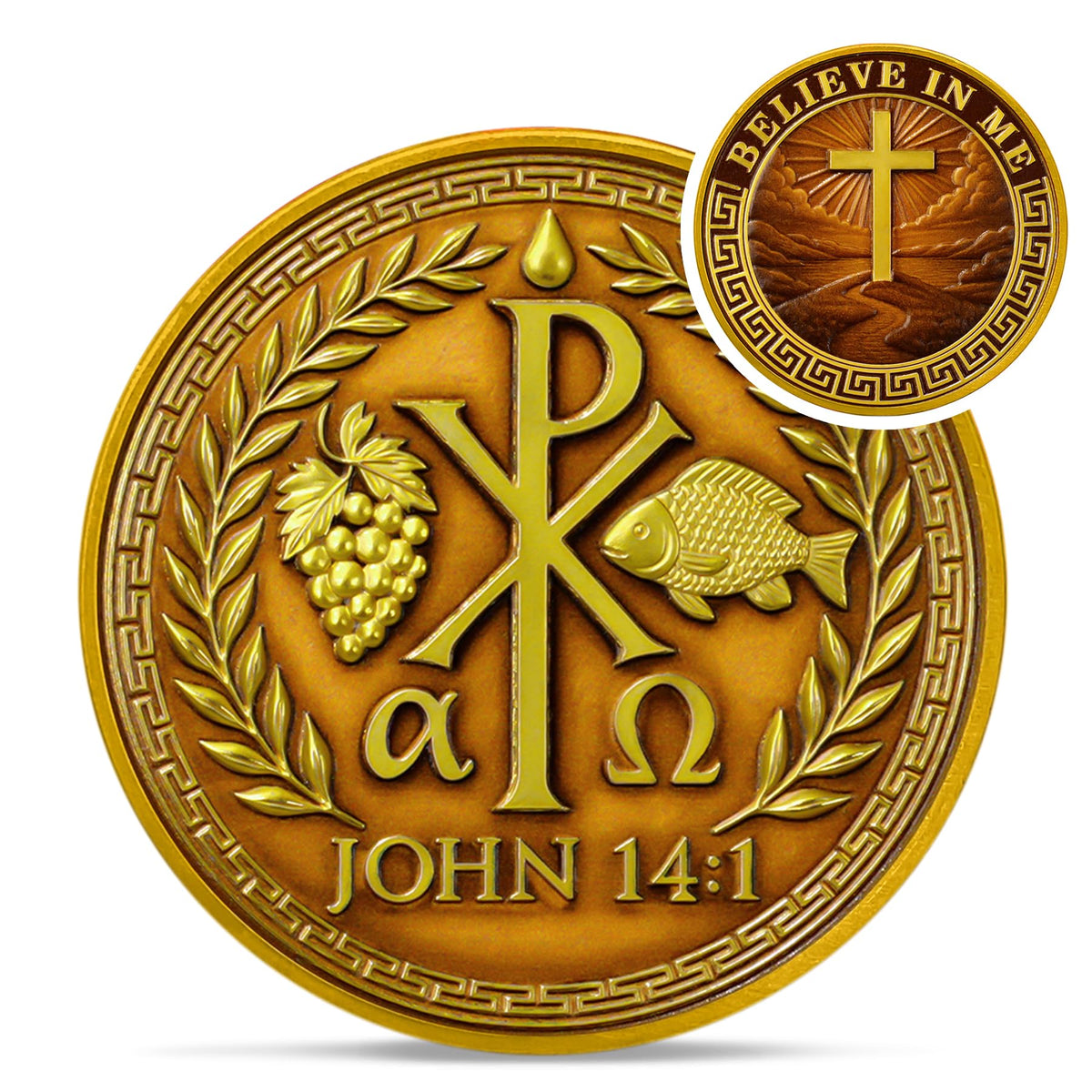 Chi-Rho Christian Challenge Coin Coin With Meaning