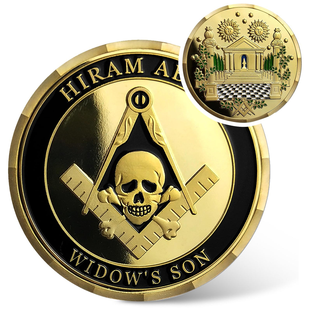 IELCJJ Masonic Skull Challenge Coins Freemason Commemorative Coins Grand Master Hiram Abiff Widow Son Medallion Stoicism Gift Coin With Meaning