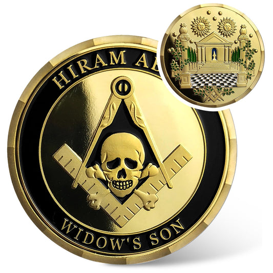 IELCJJ Masonic Skull Challenge Coins Freemason Commemorative Coins Grand Master Hiram Abiff Widow Son Medallion Stoicism Gift Coin With Meaning