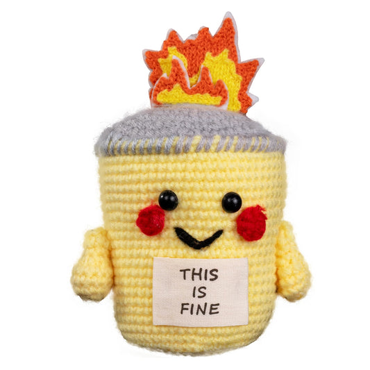 Cute This is Fine Positive Crochet Coin With Meaning