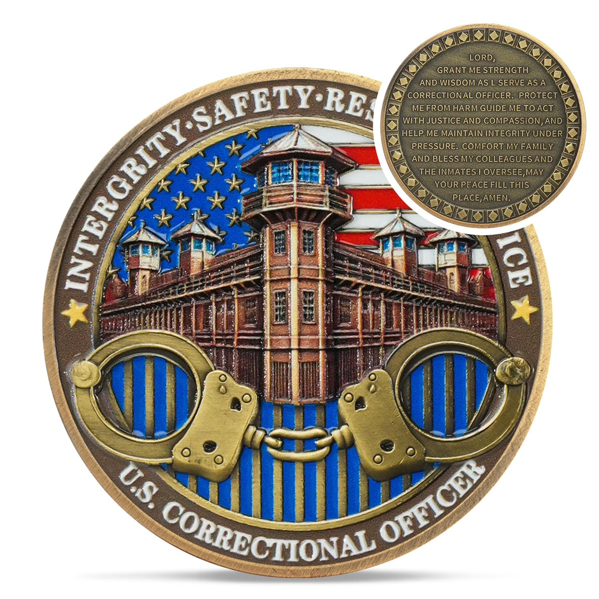 Colorful Correctional Officer Challenge Coin coin with meaning