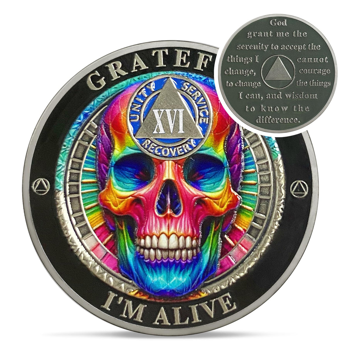 Rainbow Skull Sobriety Coin Coin With Meaning