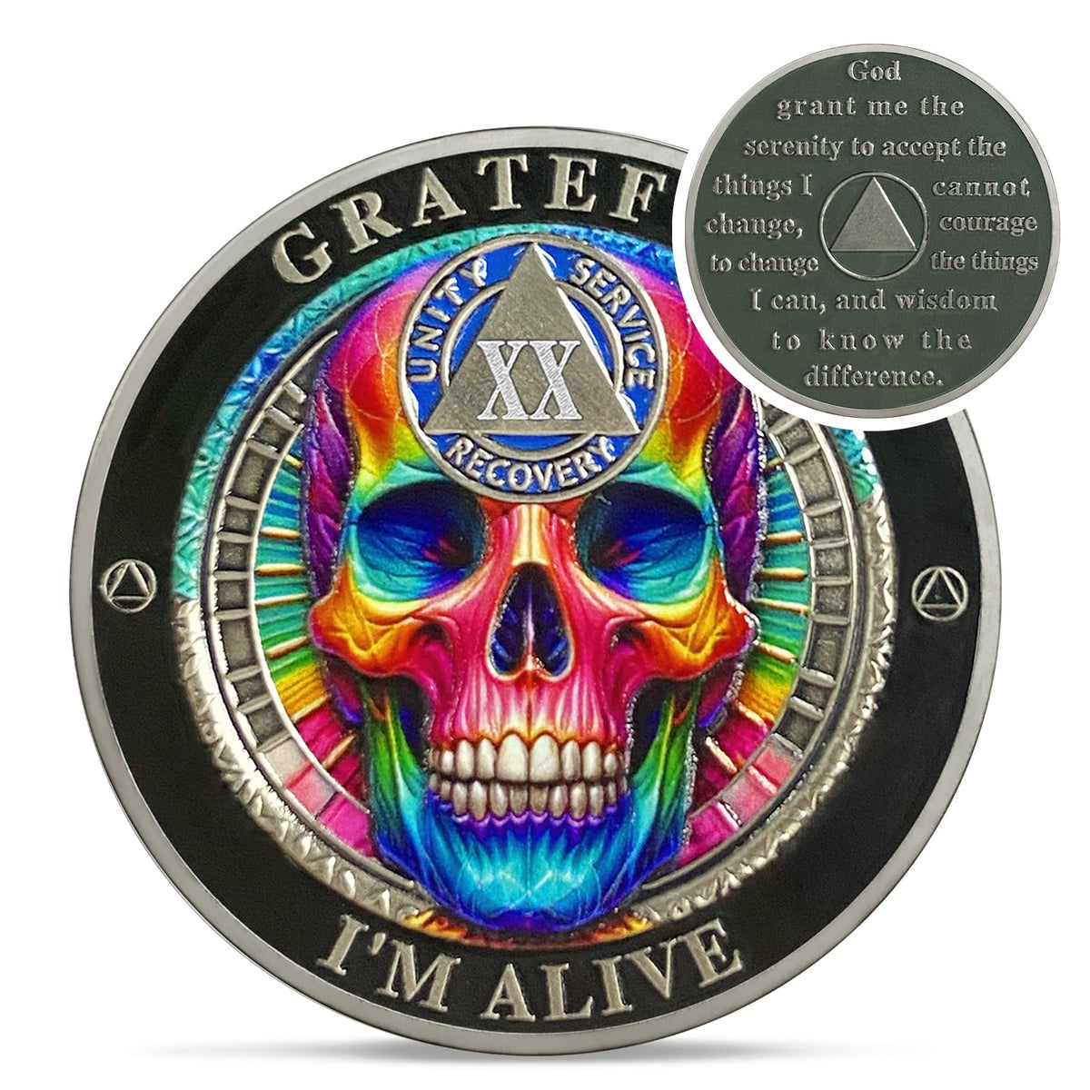 Rainbow Skull Sobriety Coin Coin With Meaning