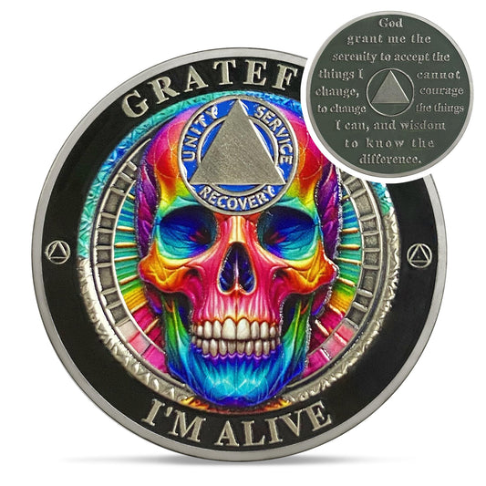Rainbow Skull Sobriety Coin Coin With Meaning