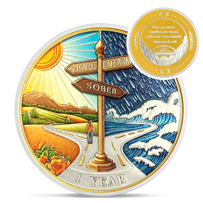 Signpost Sobriety Coin Coin With Meaning