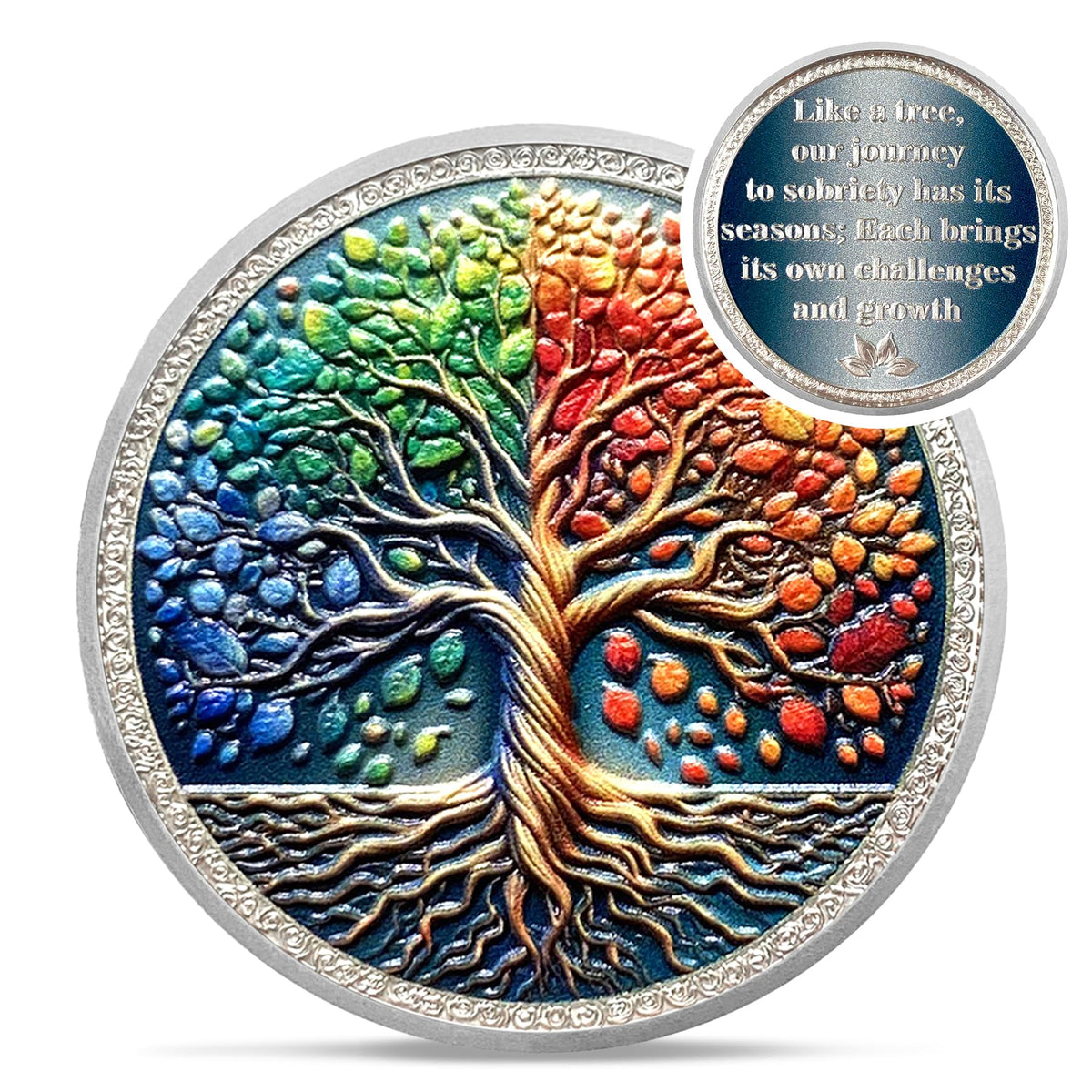 Four Season Tree of Life Sobriety Coin Coin With Meaning