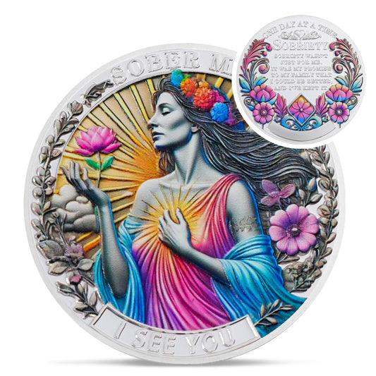 Sober Dad sobriety coin recovery gift for father