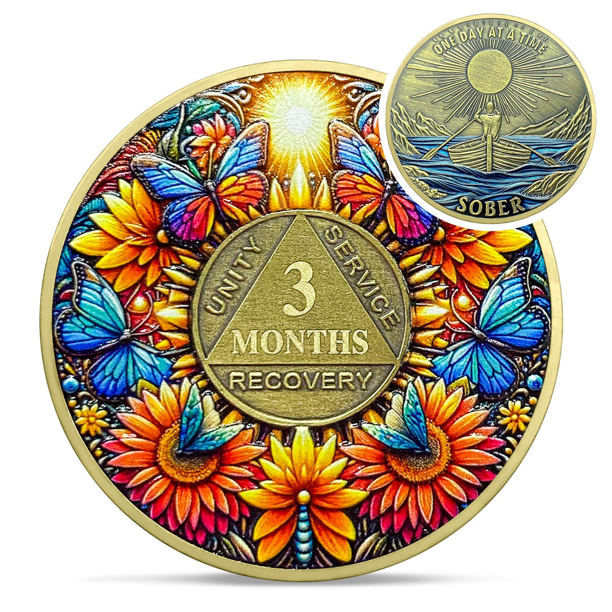 Sunflower Butterfly Sobriety Coin Coin With Meaning