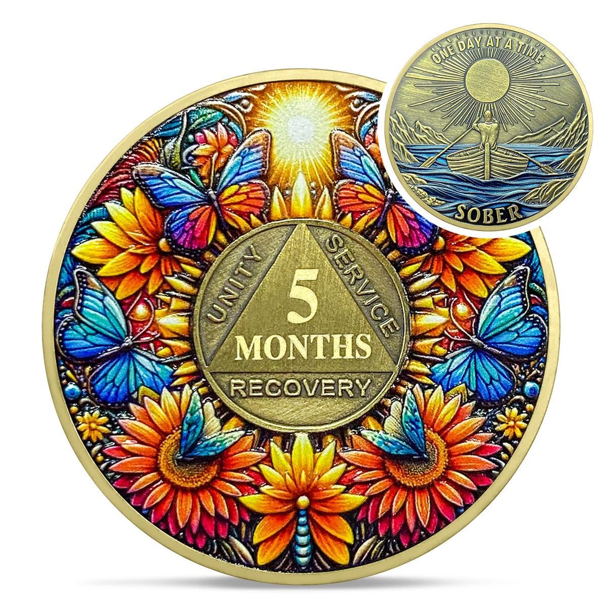 Sunflower Butterfly Sobriety Coin Coin With Meaning