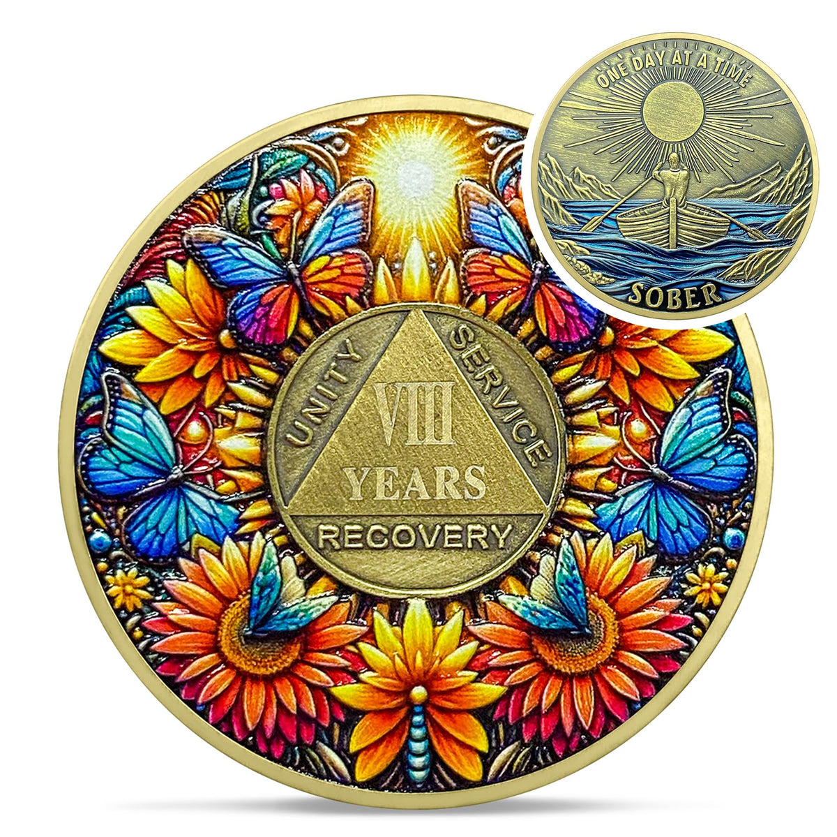 Sunflower Butterfly Sobriety Coin Coin With Meaning
