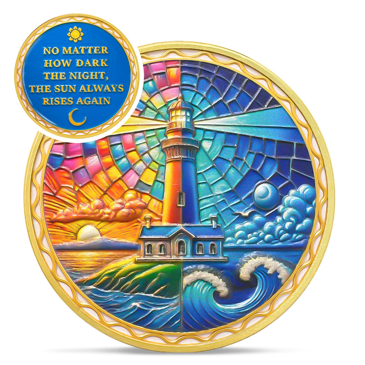 Sun and Moon Lighthouse Sobriety Coin Coin With Meaning