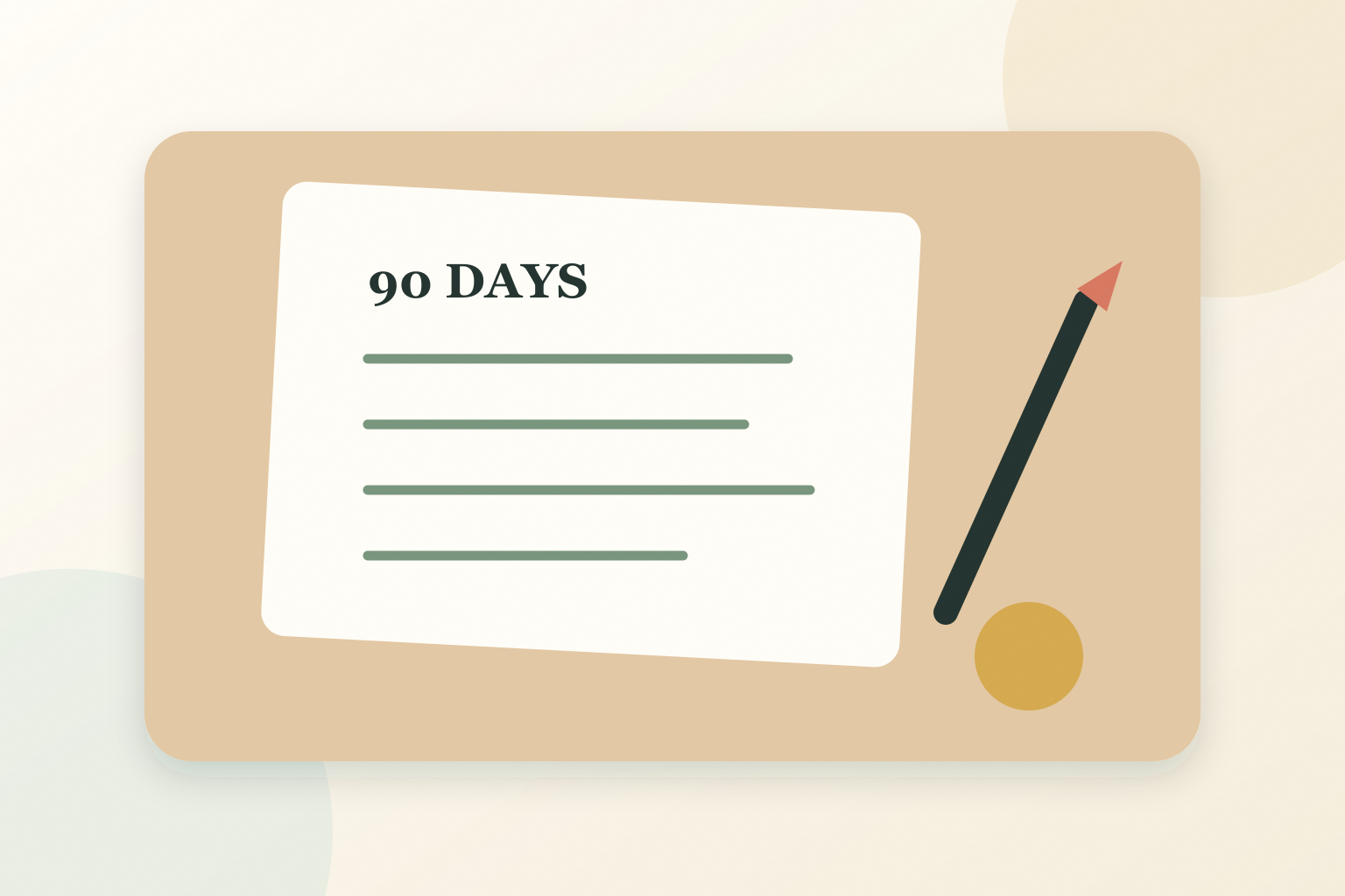 A friend writing a personal 90-day sobriety card at a kitchen table