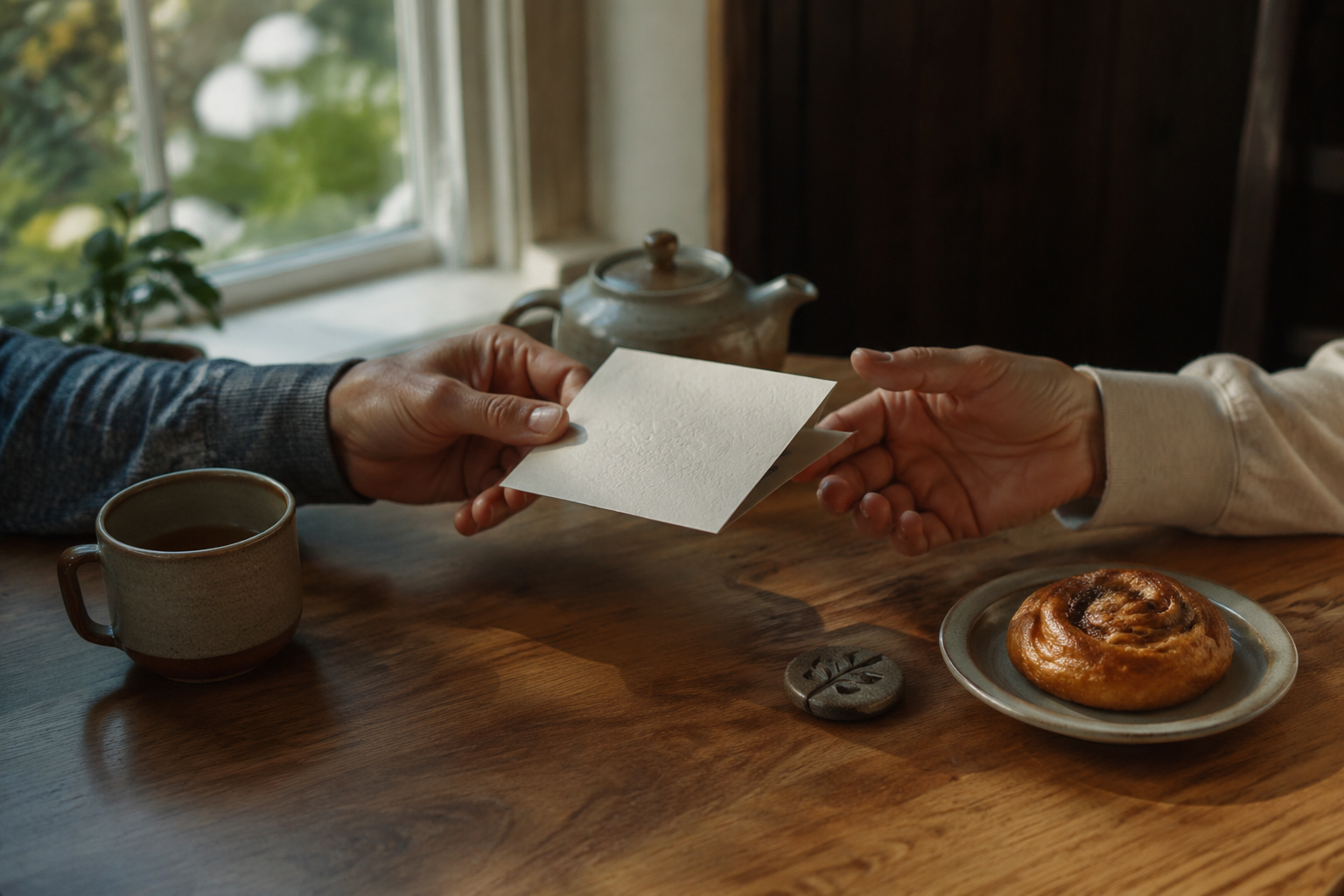 A private 90-day sobriety celebration with a handwritten note and warm drink