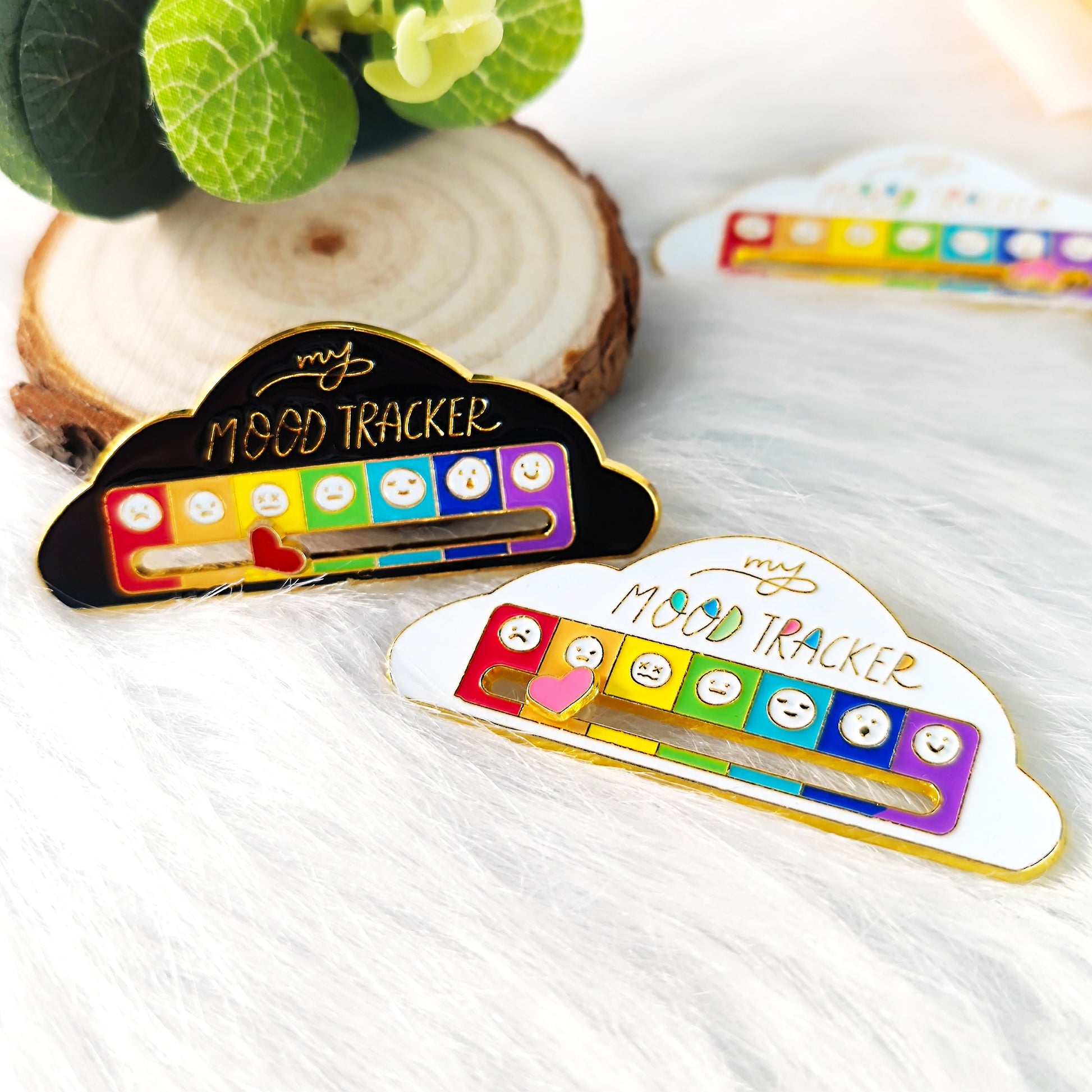 7 Emoji Mood Tracker Enamel Pin Cute Cloud Brooch mysite