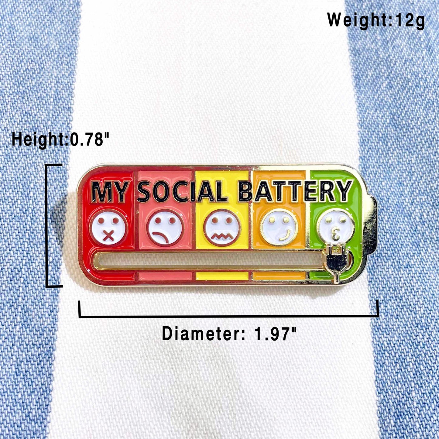 5 States Emoji Social Battery Slipping Lapel Pin mysite