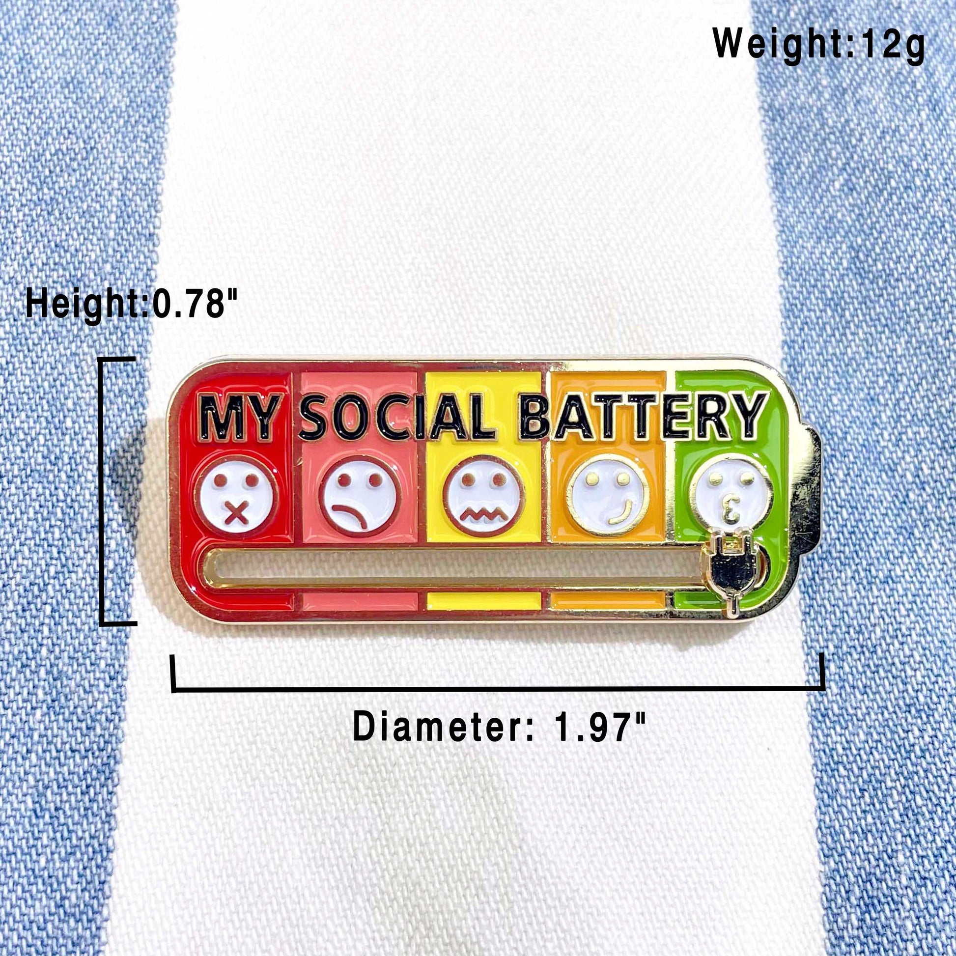 5 States Emoji Social Battery Slipping Lapel Pin mysite